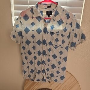 Volcom Blue and White Geometric Shirt